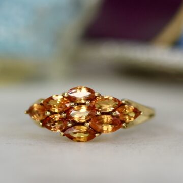 Orange Sapphire Cluster Ring in 9ct Gold