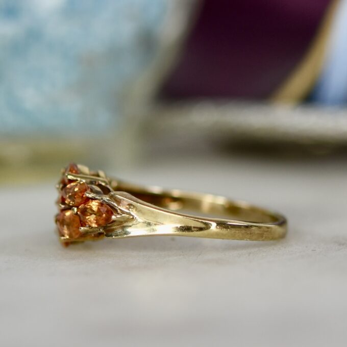 Orange Sapphire Cluster Ring in 9ct Gold