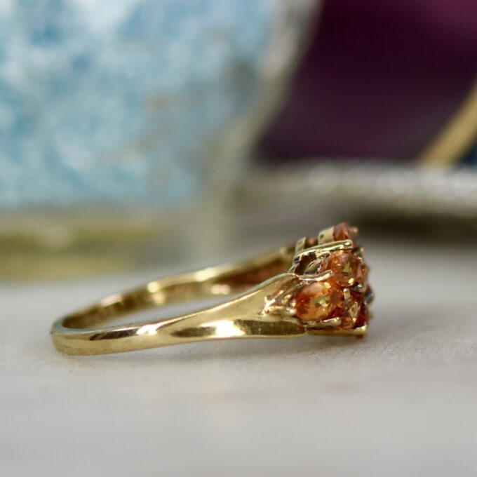 Orange Sapphire Cluster Ring in 9ct Gold