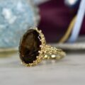 Ornate Smoky Quartz Solitaire Ring in 9ct Gold