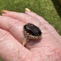 Ornate Smoky Quartz Solitaire Ring in 9ct Gold