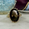 Ornate Smoky Quartz Solitaire Ring in 9ct Gold