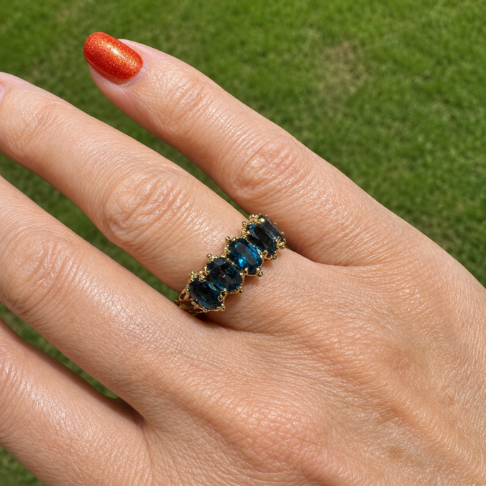 Five Stone London Blue Topaz Ring in 9ct Gold