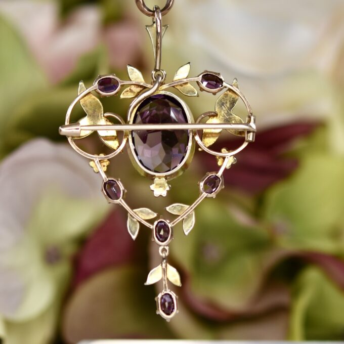 Antique Lavalier Pendant Brooch in 9ct Gold