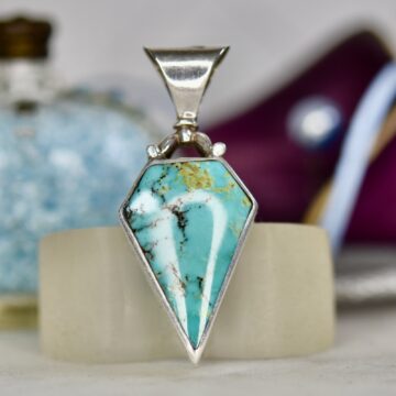 Turquoise & Agate Kite Pendant in Sterling Silver