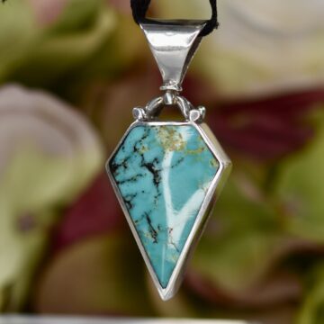 Turquoise & Agate Kite Pendant in Sterling Silver