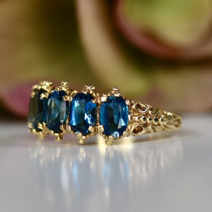Five Stone London Blue Topaz Ring in 9ct Gold