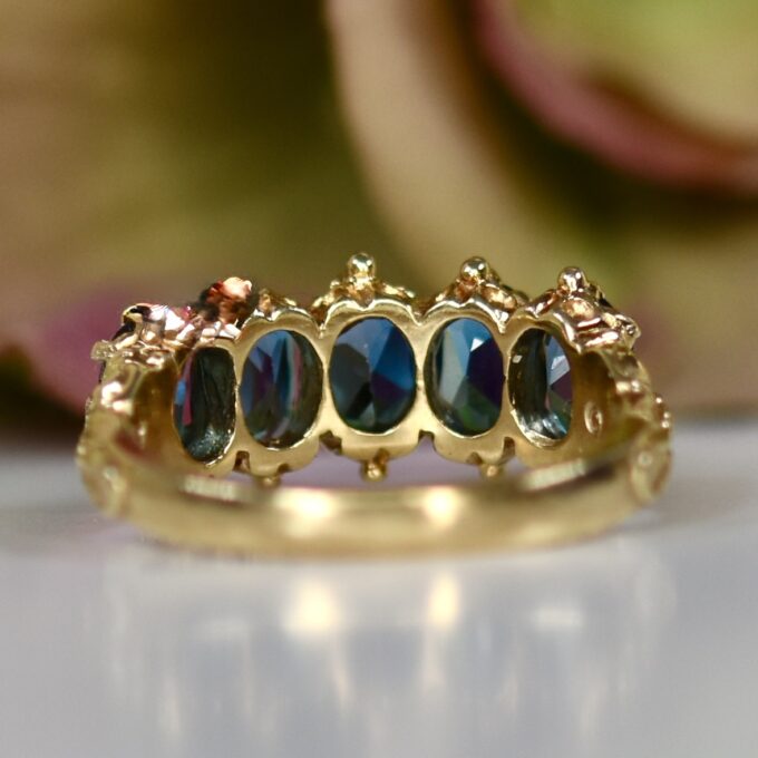 Five Stone London Blue Topaz Ring in 9ct Gold