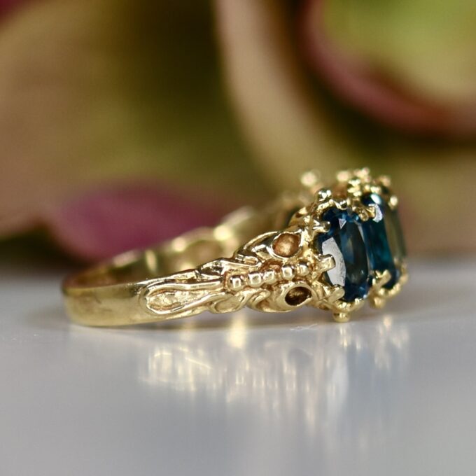 Five Stone London Blue Topaz Ring in 9ct Gold