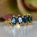 Five Stone London Blue Topaz Ring in 9ct Gold