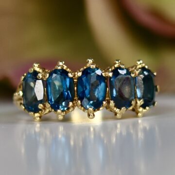 Five Stone London Blue Topaz Ring in 9ct Gold