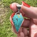 Turquoise & Agate Kite Pendant in Sterling Silver