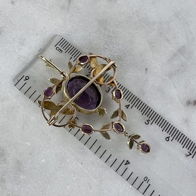 Antique Lavalier Pendant Brooch in 9ct Gold