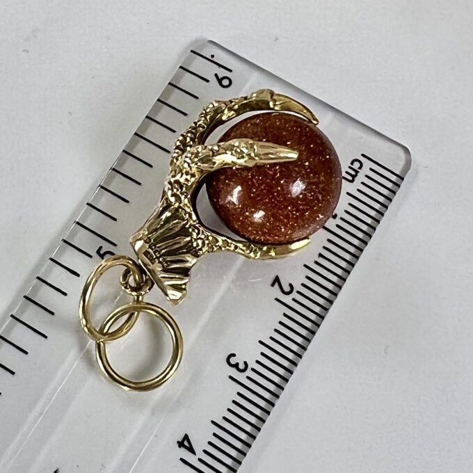 Eagle or Dragon Claw Pendant with Goldstone Ball in 9ct Gold