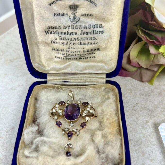 Antique Lavalier Pendant Brooch in 9ct Gold