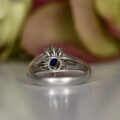Sapphire and Diamond Cluster Ring in Platinum