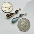 Larimar & Amber Double Sided Earrings in 14ct Gold