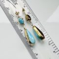 Larimar & Amber Double Sided Earrings in 14ct Gold