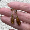 Larimar & Amber Double Sided Earrings in 14ct Gold