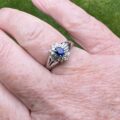 Sapphire and Diamond Cluster Ring in Platinum