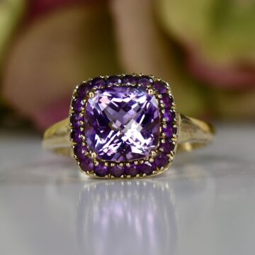 Checkerboard Amethyst Ring in 9ct Gold