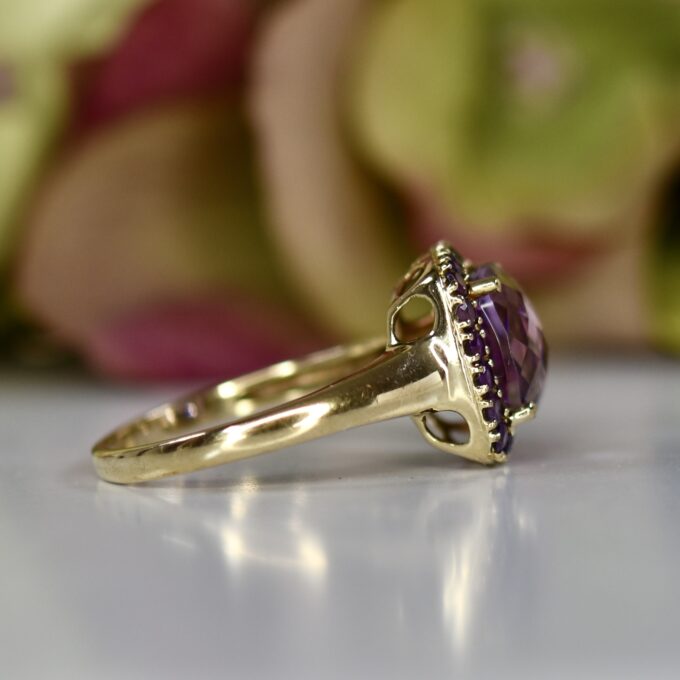 Checkerboard Amethyst Ring in 9ct Gold