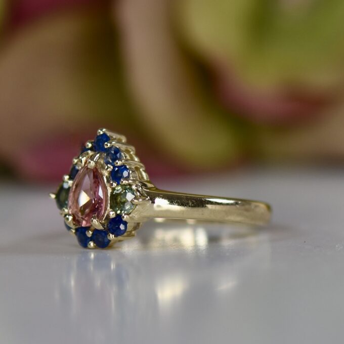 Tourmaline & Sapphire RIng in 9ct Gołd
