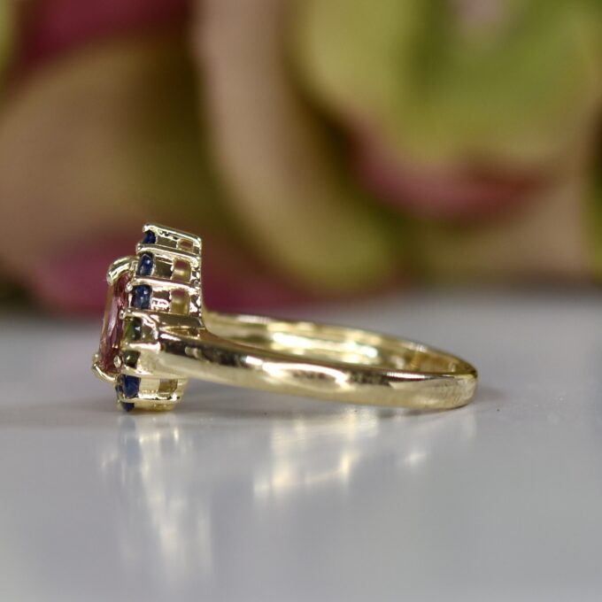 Tourmaline & Sapphire RIng in 9ct Gołd