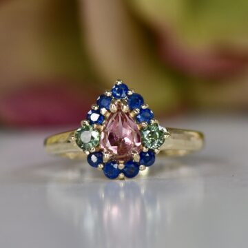 Tourmaline & Sapphire RIng in 9ct Gołd
