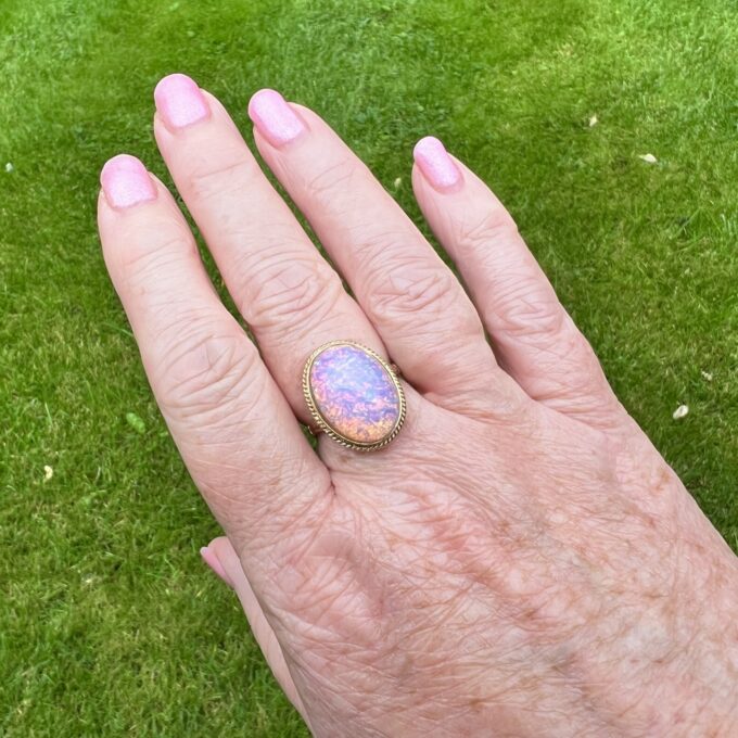 Multicolour Solitaire Ring in 9ct Gold