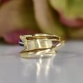 Sapphire & Diamond Crossover Bypass Ring in 14ct Gold