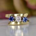 Sapphire & Diamond Crossover Bypass Ring in 14ct Gold