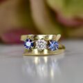 Sapphire & Diamond Crossover Bypass Ring in 14ct Gold