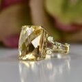 Checkerboard Cut Citrine Ring in 9ct Gold