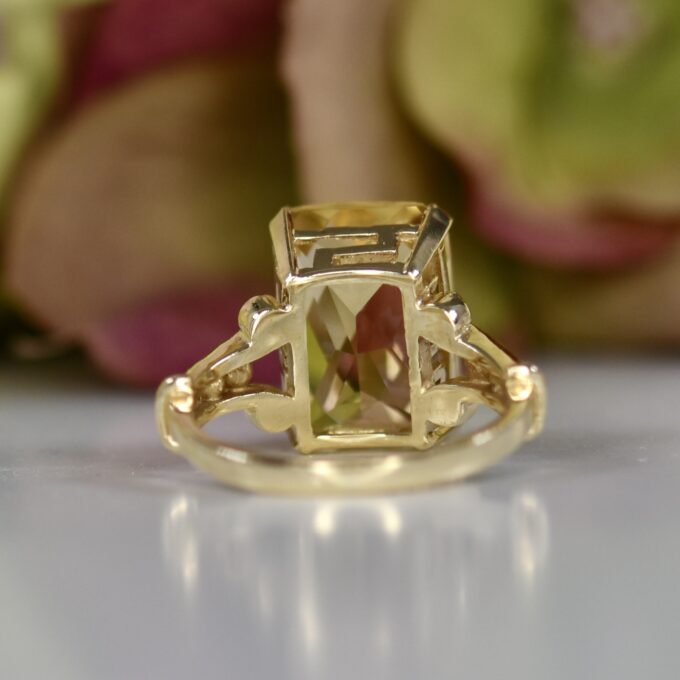 Checkerboard Cut Citrine Ring in 9ct Gold