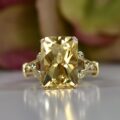 Checkerboard Cut Citrine Ring in 9ct Gold