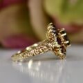 Ornate Garnet Cluster Ring in 9ct Gold