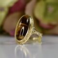 Elongated Tigers Eye Ring in 9ct Gold