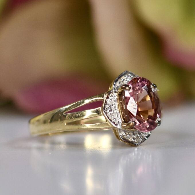 Pink Tourmaline Ring in 9ct Gold