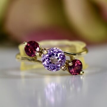 Amethyst and Garnet Ring in 9ct Gold