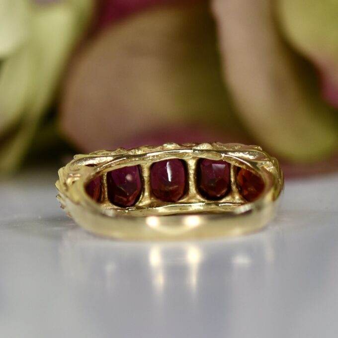 Five Stone Garnet Ring in 9ct Gold