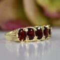 Five Stone Garnet Ring in 9ct Gold