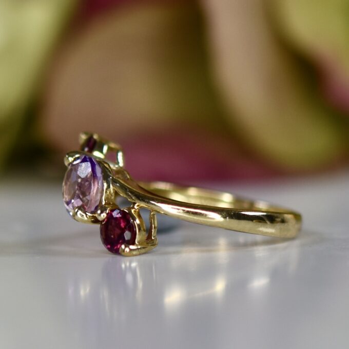 Amethyst and Garnet Ring in 9ct Gold