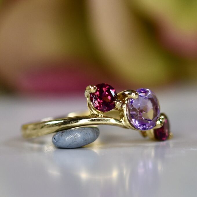 Amethyst and Garnet Ring in 9ct Gold