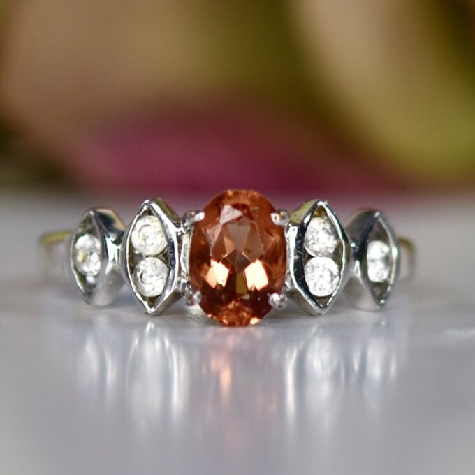 Citrine and White Topaz Ring in 9ct White Gold