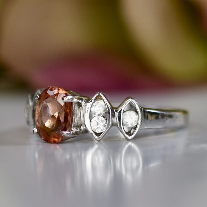Citrine and White Topaz Ring in 9ct White Gold