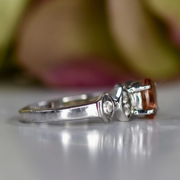 Citrine and White Topaz Ring in 9ct White Gold