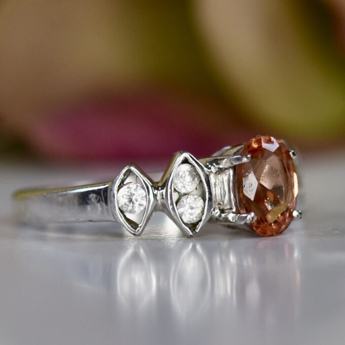 Citrine and White Topaz Ring in 9ct White Gold