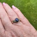 Black Opal & Green Sapphire Ring in 9ct Gold