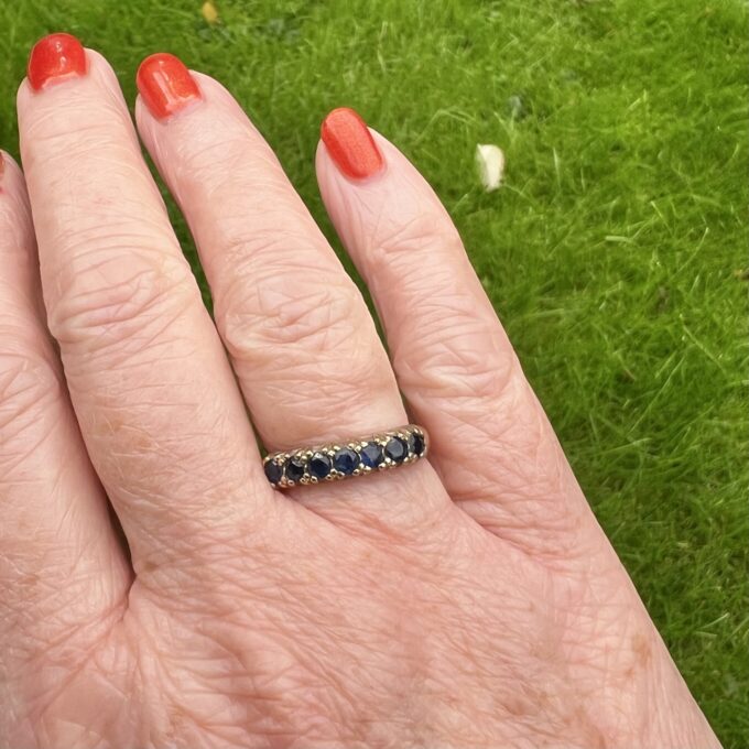 Sapphire Half Eternity Stacking Band in 9ct Gold